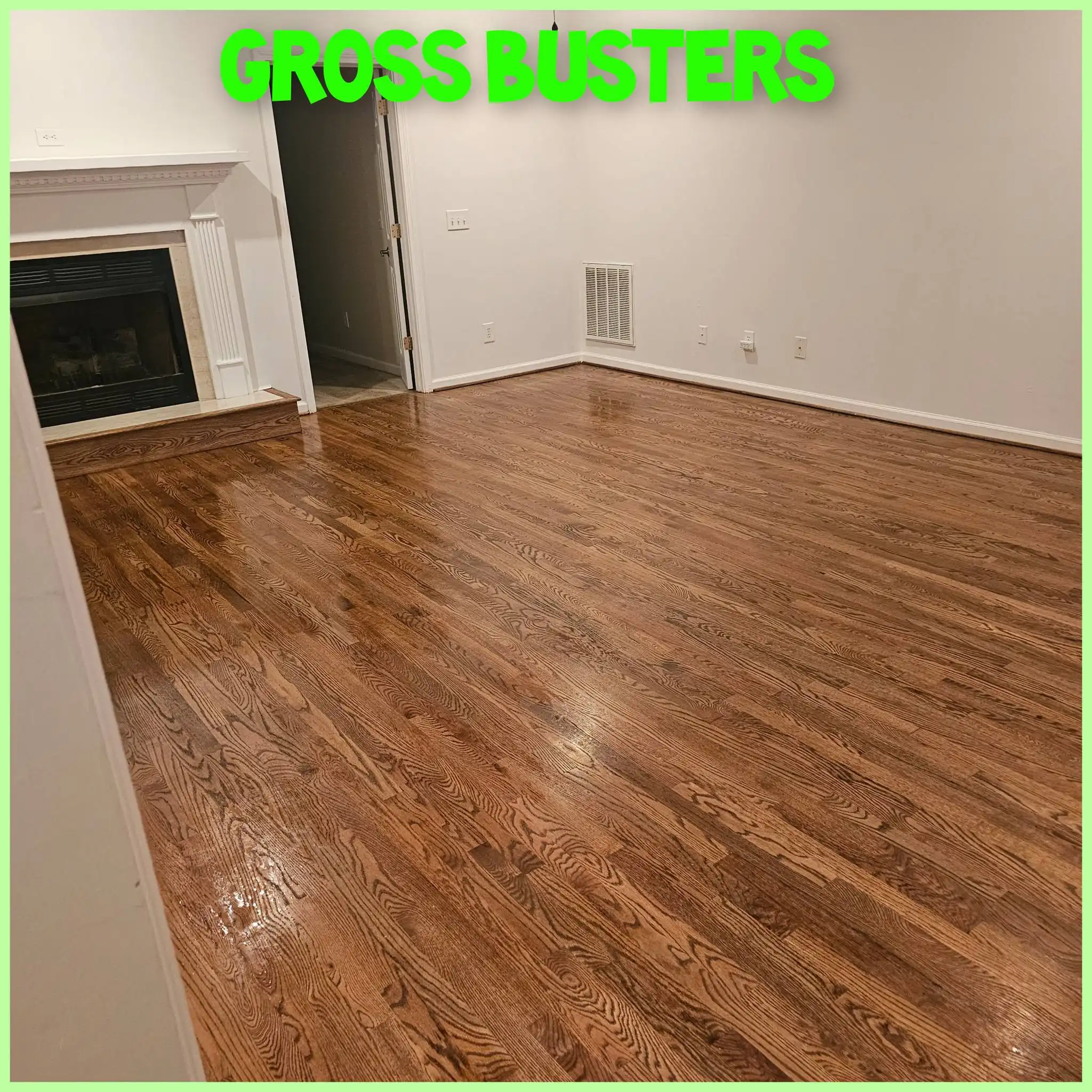A clean living room with polished vinyl planks for flooring.